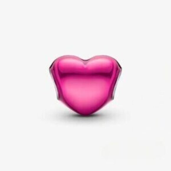 New Pandora Metallic Pink Heart Charm - Picture 2 of 4